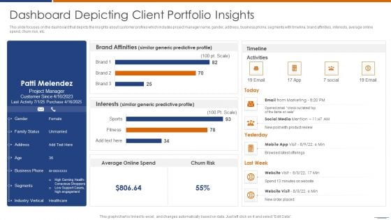 Dashboard Depicting Client Portfolio Insights Template PDF