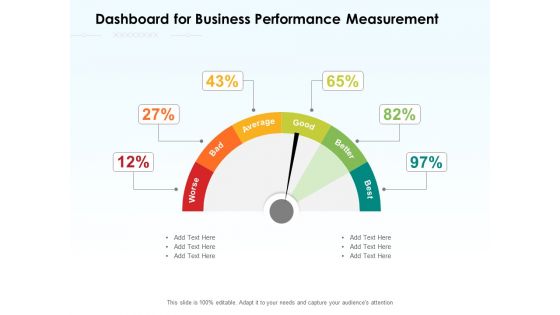 Dashboard For Business Performance Measurement Ppt PowerPoint Presentation Slides Maker PDF