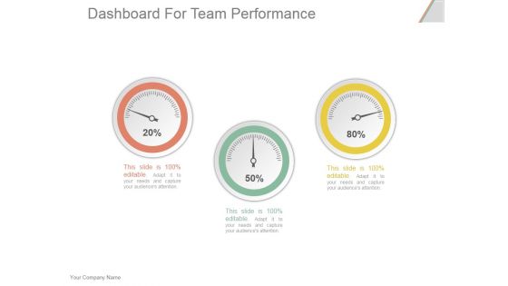Dashboard For Team Performance Ppt PowerPoint Presentation Summary
