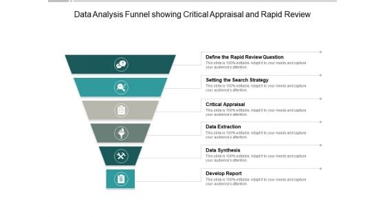 Data Analysis Funnel Showing Critical Appraisal And Rapid Review Ppt PowerPoint Presentation Model Deck