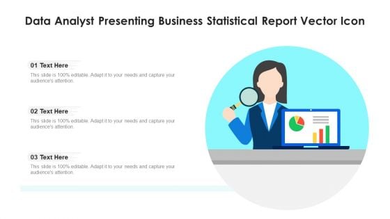 Data Analyst Presenting Business Statistical Report Vector Icon Topics PDF