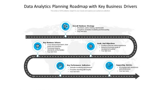 Data Analytics Planning Roadmap With Key Business Drivers Ppt PowerPoint Presentation Gallery Deck PDF