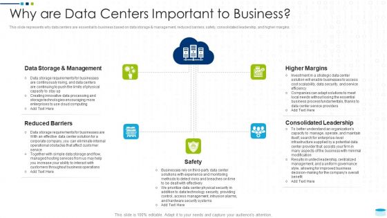 Data Center Infrastructure Management IT Why Are Data Centers Important To Business Infographics PDF