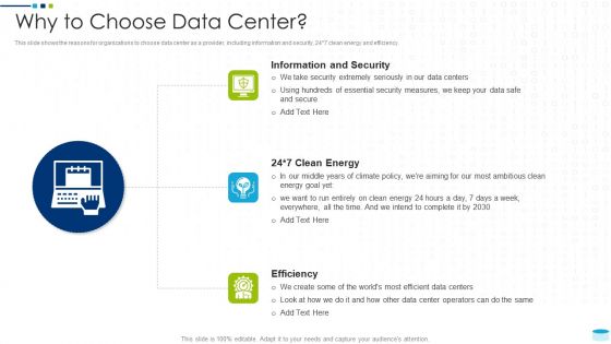 Data Center Infrastructure Management IT Why To Choose Data Center Template PDF