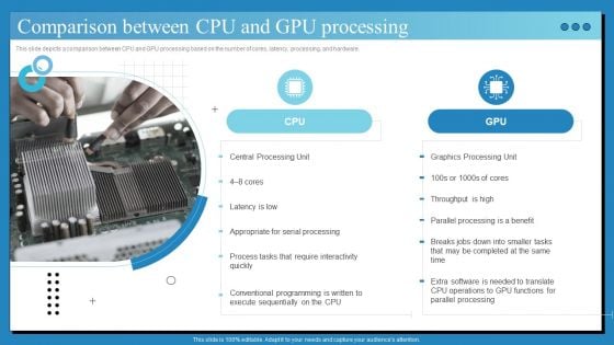 Data Center Infrastructure Technologies Comparison Between CPU And GPU Diagrams PDF