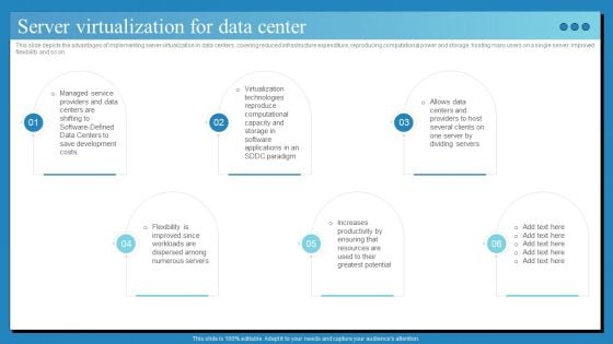 Data Center Infrastructure Technologies Server Virtualization For Data Center Background PDF