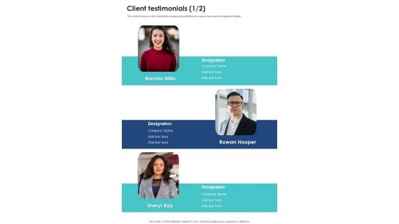 Data Center Services Contractor Bid Proposal Client Testimonials One Pager Sample Example Document Data Center Services Contractor Bid Proposal Client Testimonials One Pager Sample Example Document