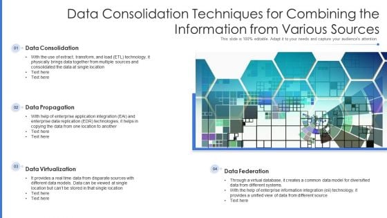 Data Consolidation Techniques For Combining The Information From Various Sources Summary PDF