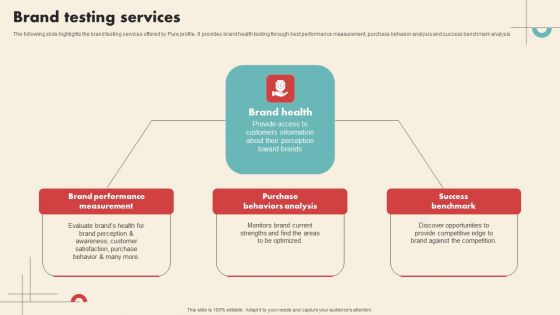 Data Driven Marketing Solutions Firm Company Profile Brand Testing Services Structure PDF