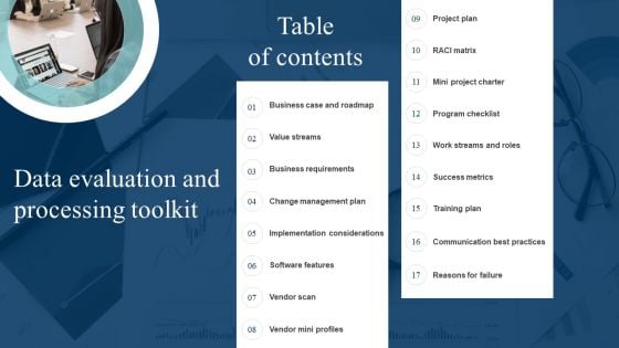 Data Evaluation And Processing Toolkit Table Of Contents Summary PDF