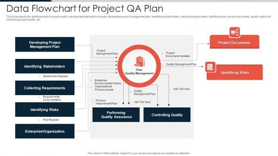 Data Flowchart For Project QA Plan Ppt PowerPoint Presentation Gallery Show PDF