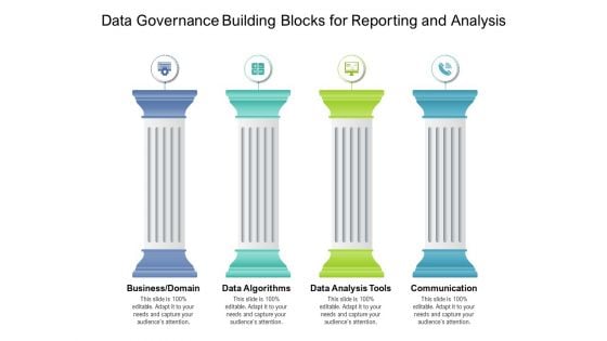 Data Governance Building Blocks For Reporting And Analysis Ppt PowerPoint Presentation Gallery Example PDF