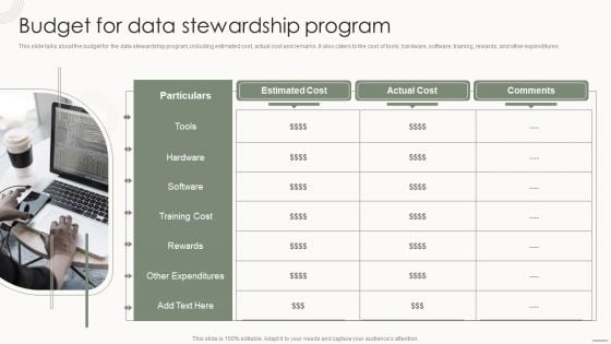 Data Governance IT Budget For Data Stewardship Program Infographics PDF