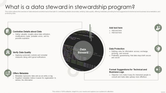 Data Governance IT What Is A Data Steward In Stewardship Program Elements PDF