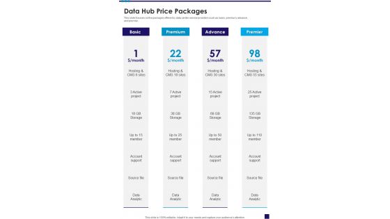 Data Hub Price Packages One Pager Sample Example Document