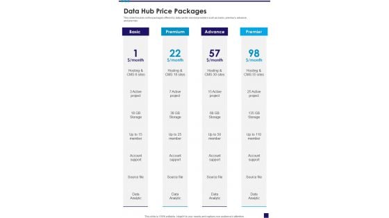 Data Hub Price Packages One Pager Sample Example Document Data Hub Price Packages One Pager Sample Example Document