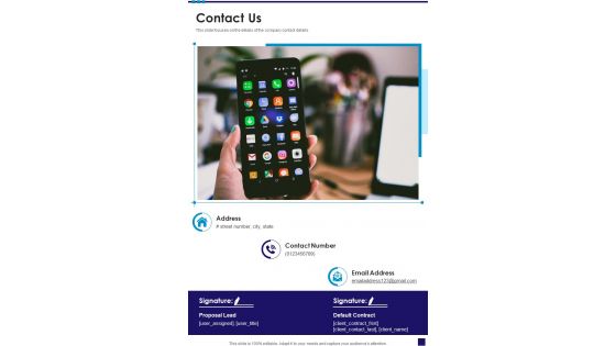 Data Hub Services Proposal Contact Us One Pager Sample Example Document