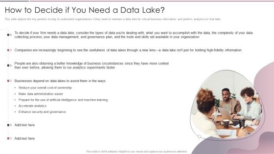 Data Lake Development With Azure Cloud Software How To Decide If You Need A Data Lake Infographics PDF