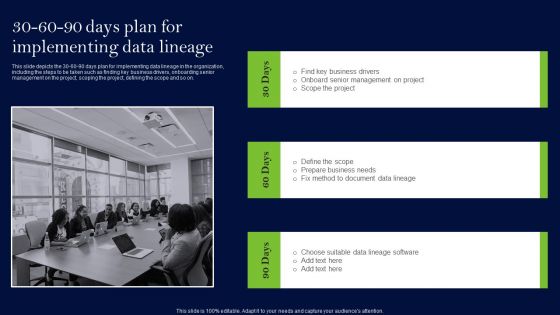 Data Lineage Methods 30 60 90 Days Plan For Implementing Data Lineage Microsoft PDF