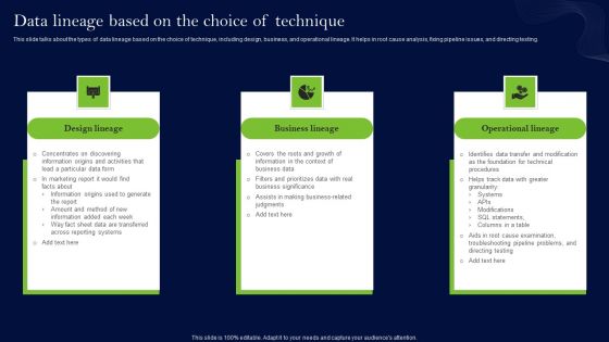 Data Lineage Methods Data Lineage Based On The Choice Of Technique Template PDF