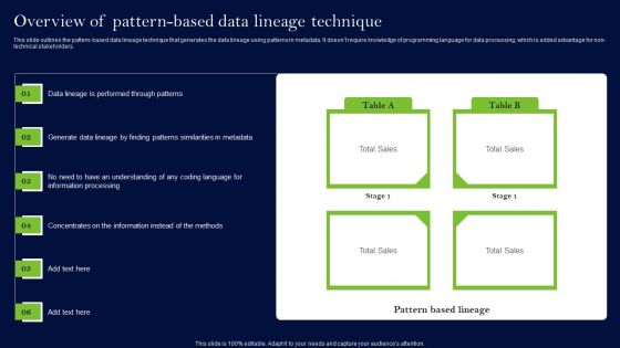 Data Lineage Methods Overview Of Pattern Based Data Lineage Technique Pictures PDF