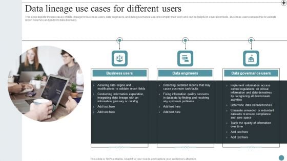 Data Lineage Use Cases For Different Users Deploying Data Lineage IT Demonstration PDF Data Lineage Use Cases For Different Users Deploying Data Lineage IT Demonstration PDF