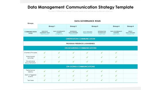 Data Management Communication Strategy Template Ppt PowerPoint Presentation File Slides PDF