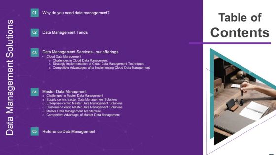 Data Management Solutions Table Of Contents Themes PDF