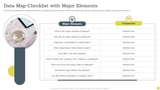 Data Map Checklist With Major Elements Ppt PowerPoint Presentation File Visuals PDF Data Map Checklist With Major Elements Ppt PowerPoint Presentation File Visuals PDF