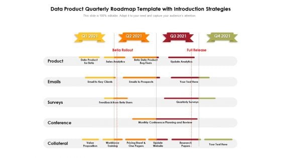 Data Product Quarterly Roadmap Template With Introduction Strategies Portrait