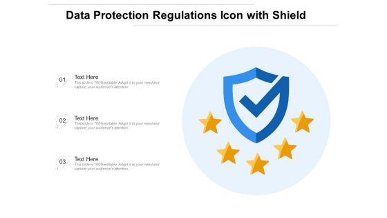 Data Protection Regulations Icon With Shield Ppt PowerPoint Presentation Visual Aids Example File PDF