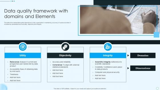 Data Quality Framework With Domains And Elements Slides PDF