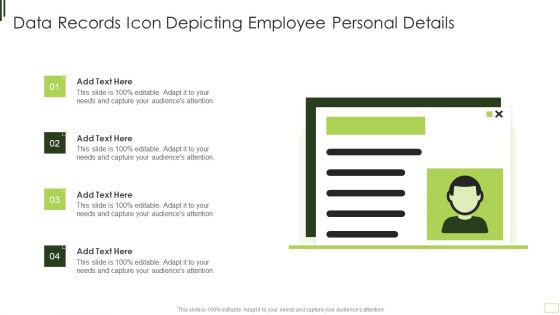 Data Records Icon Depicting Employee Personal Details Pictures PDF