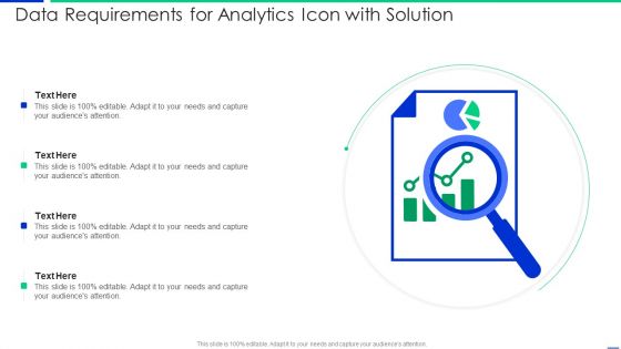 Data Requirements For Analytics Icon With Solution Slides PDF