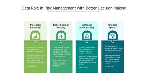 Data Role In Risk Management With Better Decision Making Ppt PowerPoint Presentation Professional Images PDF