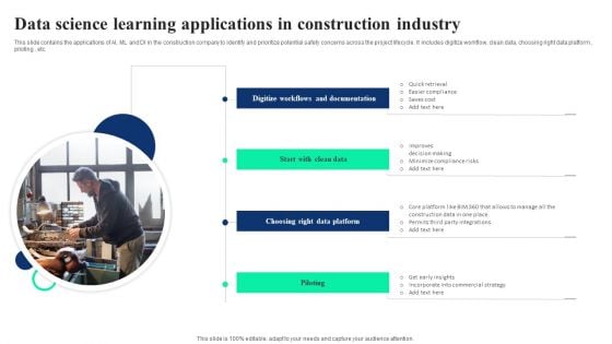 Data Science Learning Applications In Construction Industry Ppt Portfolio Show PDF