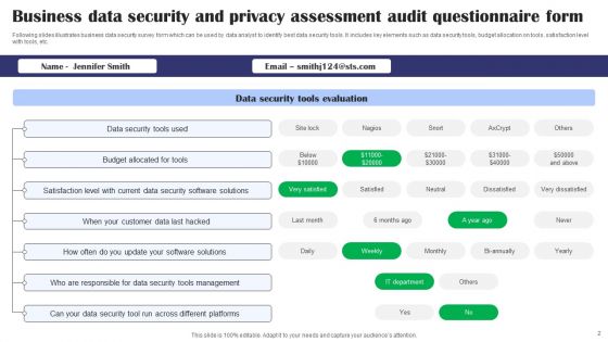 Data Security Audit Questionnaire Ppt PowerPoint Presentation Complete Deck With Slides Survey