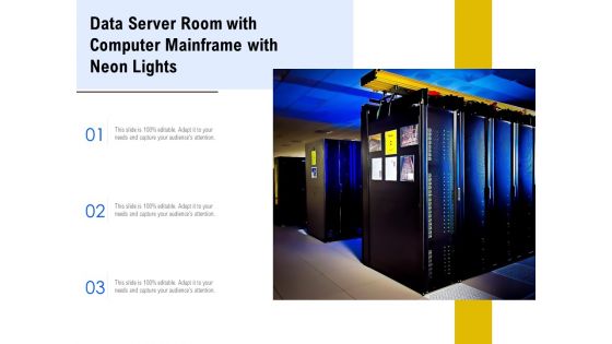 Data Server Room With Computer Mainframe With Neon Lights Ppt PowerPoint Presentation Inspiration Grid PDF