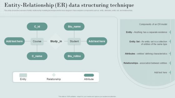 Data Structure IT Entity Relationship ER Data Structuring Technique Icons PDF