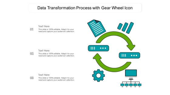 Data Transformation Process With Gear Wheel Icon Ppt PowerPoint Presentation Icon Background Images PDF