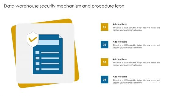 Data Warehouse Security Mechanism And Procedure Icon Demonstration PDF