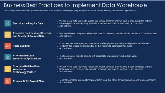 Data Warehousing IT Business Best Practices To Implement Data Warehouse Ppt Ideas Sample PDF Data Warehousing IT Business Best Practices To Implement Data Warehouse Ppt Ideas Sample PDF
