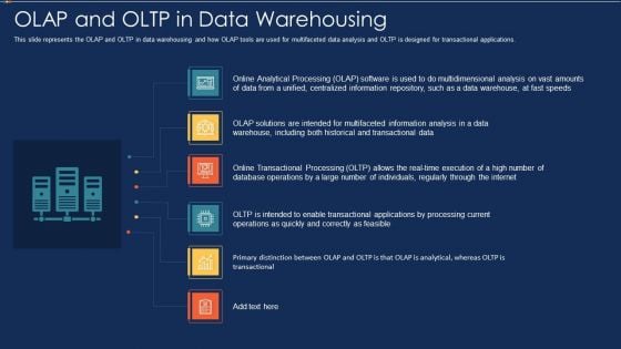 Data Warehousing IT OLAP And OLTP In Data Warehousing Ppt Inspiration Aids PDF