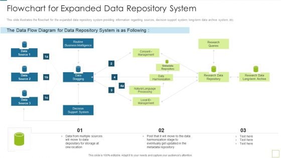 Database Expansion And Optimization Flowchart For Expanded Data Repository System Ppt Outline Styles