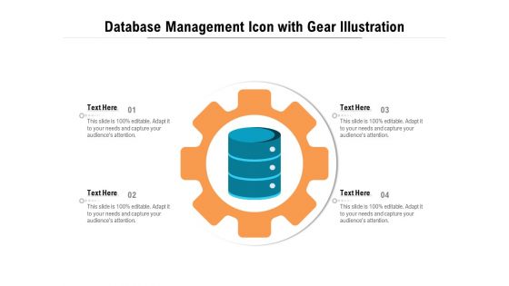 Database Management Icon With Gear Illustration Ppt PowerPoint Presentation File Layout PDF