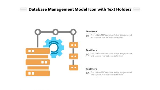 Database Management Model Icon With Text Holders Ppt PowerPoint Presentation Gallery Templates PDF