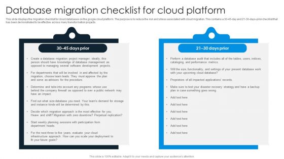 Database Migration Checklist For Cloud Platform Template PDF