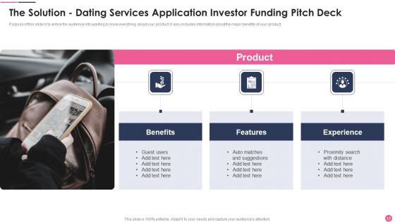 Dating Services Application Investor Funding Pitch Deck Ppt PowerPoint Presentation Complete Deck With Slides