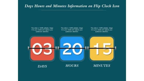 Days Hours And Minutes Information On Flip Clock Icon Ppt PowerPoint Presentation Gallery Outline PDF