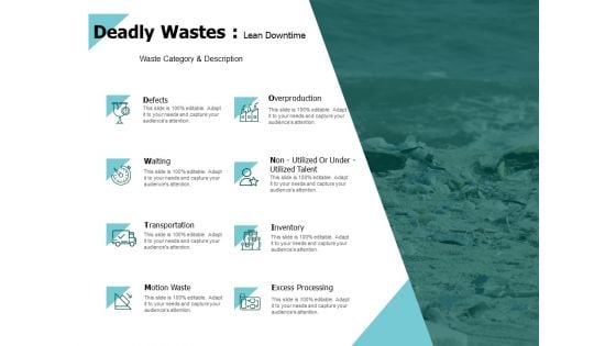 Deadly Wastes Lean Downtime Overproduction Ppt PowerPoint Presentation Styles Skills